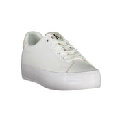 Sleek White Lace-Up Sneakers with Contrast Detail