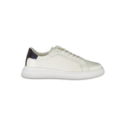 Sleek White Contrast Lace-Up Sneakers