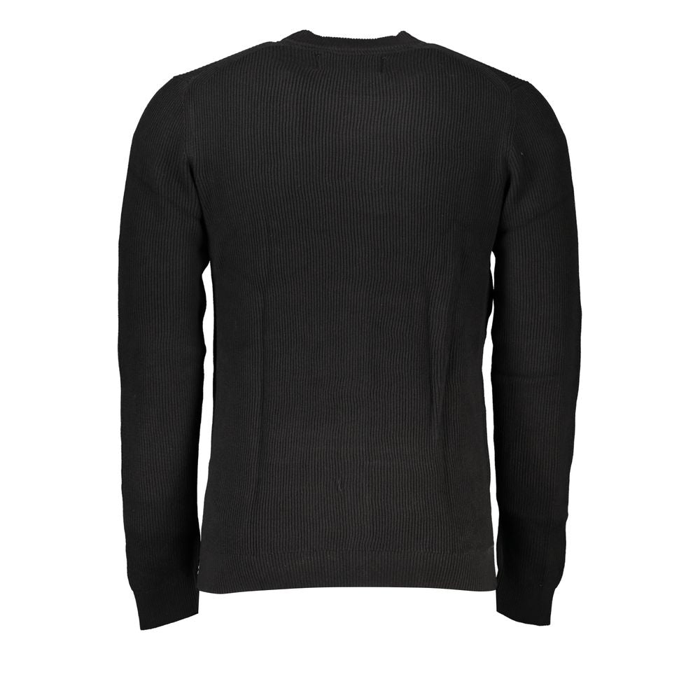 Sleek Black Crew Neck Sweater with Logo