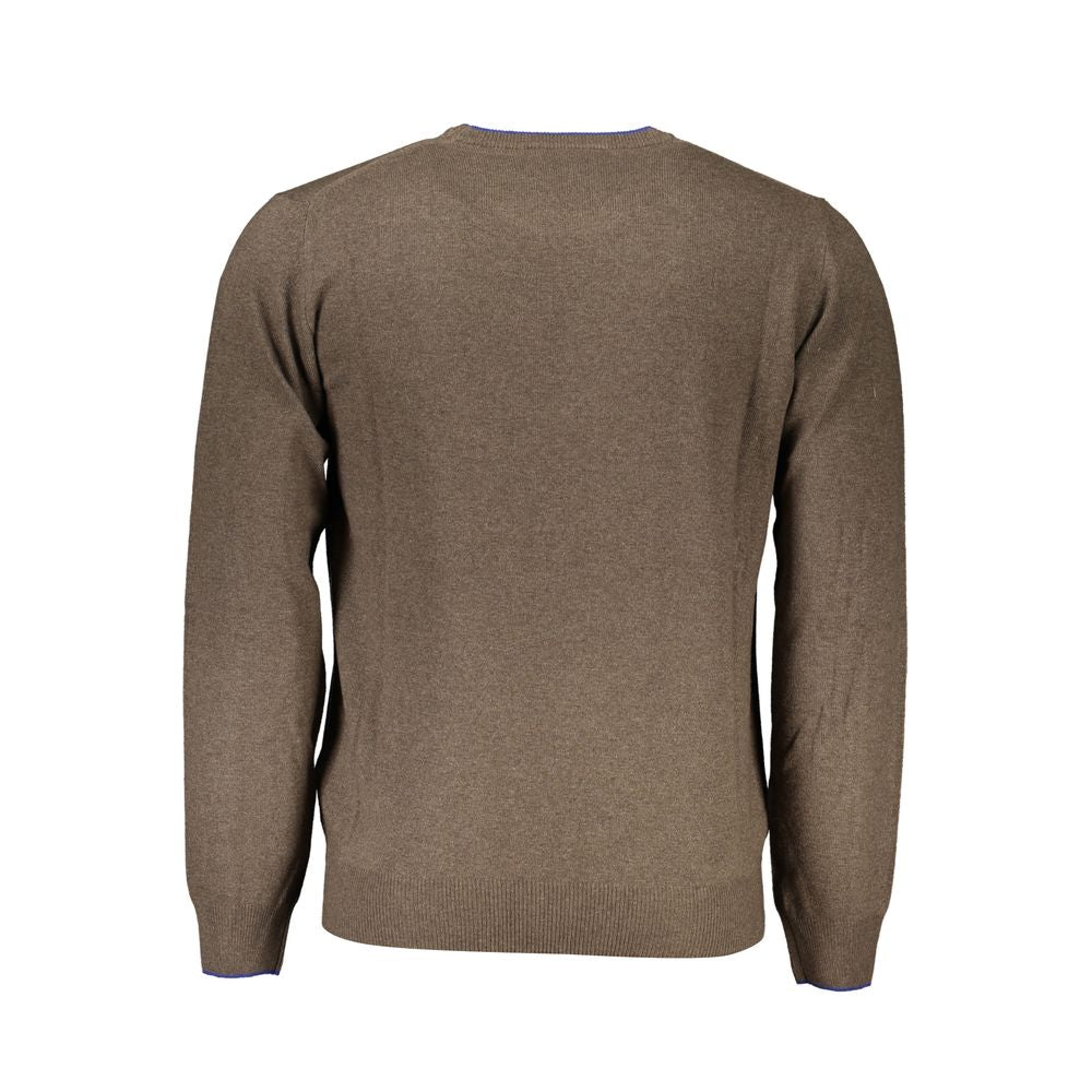 Elegant Crew Neck Contrast Detail Sweater