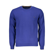 Elegant Blue Crew Neck Cashmere Blend Sweater