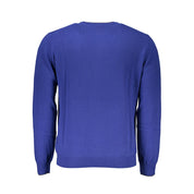 Elegant Blue Crew Neck Cashmere Blend Sweater