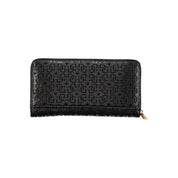 Elegant Black Polyethylene Wallet with Zip Closure