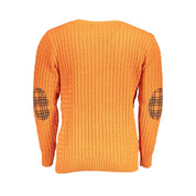 Elegant Twisted Crew Neck Orange Sweater