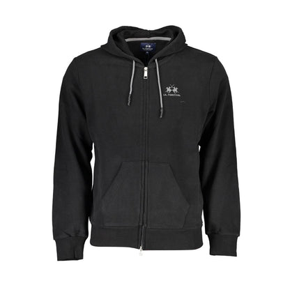 Sleek Hooded Cotton Sweatshirt in Black