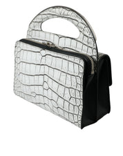 Metallic Silver Alligator Leather Mini Bag