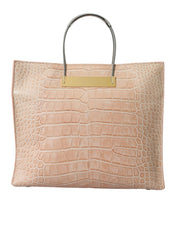 Alligator Leather Chic Pink Tote Bag