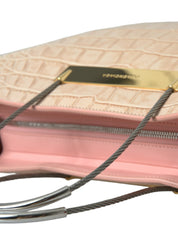 Alligator Leather Chic Pink Tote Bag