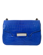 Alligator Skin Mini Shoulder Bag - Elegant Blue