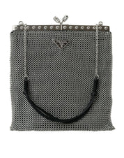 Elegant Silver Mesh Shoulder Evening Bag