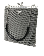 Elegant Silver Mesh Shoulder Evening Bag