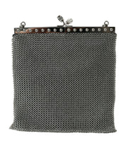 Elegant Silver Mesh Shoulder Evening Bag