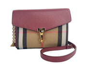 Macken Small Crimson House Check Leather Crossbody Bag