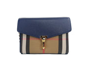 Macken Small Regency Blue House Check Leather Crossbody Bag