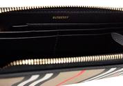 Ellerby Black Leather Icon Stripe Canvas Zip Around Continental Wallet