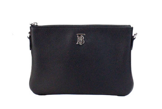 Peyton Monogram Black Leather Pouch Crossbody Bag Purse