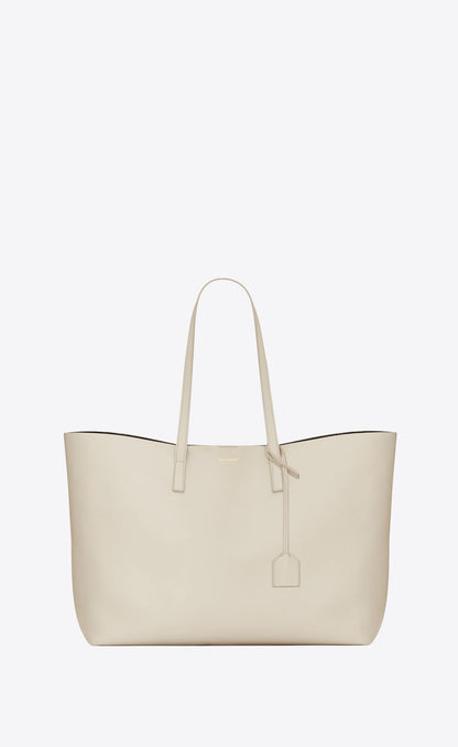 White Calf Leather Tote Shoulder Bag