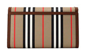 Hannah Icon Stripe Archive Tan E-Canvas Leather Wallet Crossbody Bag