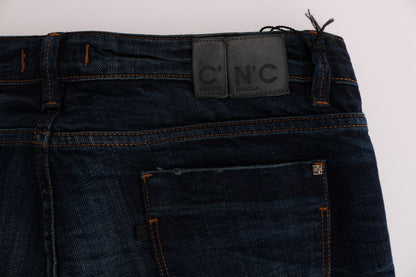 Blaue Jeans aus Baumwoll-Denim mit normaler Passform