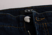 Chic Flared Cotton Jeans in Blue