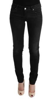 Slim-Fit-Jeans mit schwarzer Denim-Baumwollhose