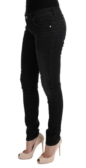 Slim-Fit-Jeans mit schwarzer Denim-Baumwollhose