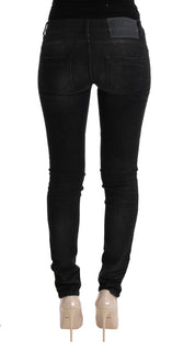 Slim-Fit-Jeans mit schwarzer Denim-Baumwollhose