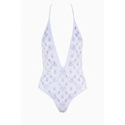 White Rhinestone Embellished Swimsuit