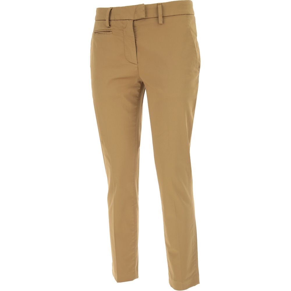 Brown Cotton Women Trouser