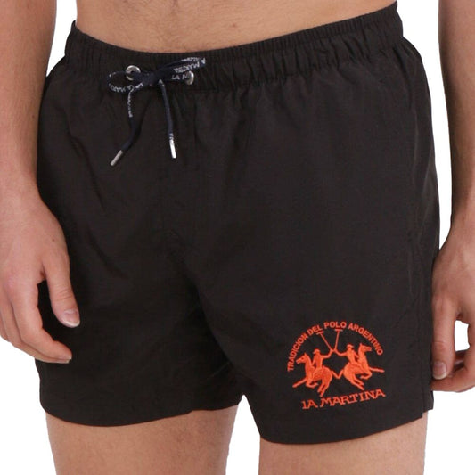 Sleek Black Drawstring Swim Boxers