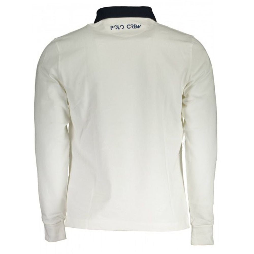 Elegant Embroidered White Jersey Polo Shirt