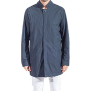 Blue Polyester Men Trench Coat