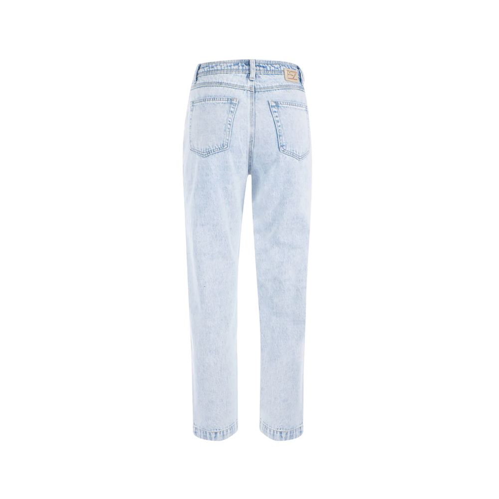 Light Blue Cotton Women's High-Waisted Jean