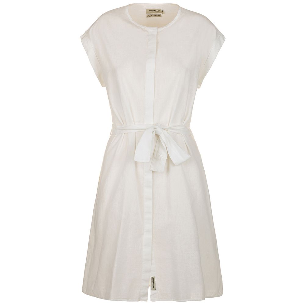 White Cotton Women Sleeveless Dress