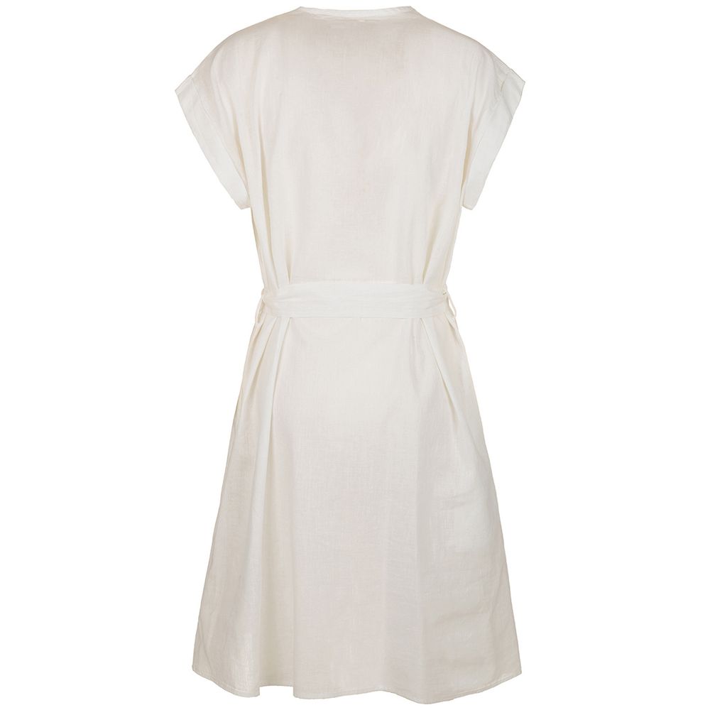 White Cotton Women Sleeveless Dress