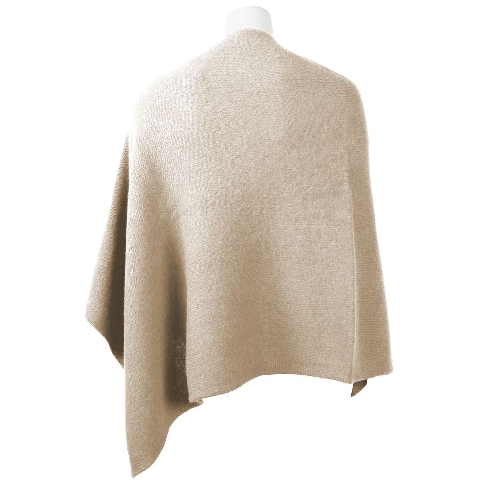 Chic V-Neck Cashmere Poncho in Beige