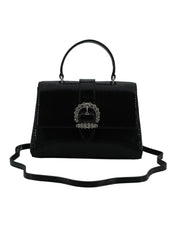 Black Leather Top Handle Shoulder Bag