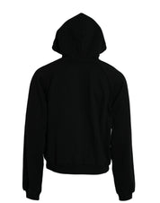 Black Cotton Logo Hooded Pullover Sweatshirt Sweater