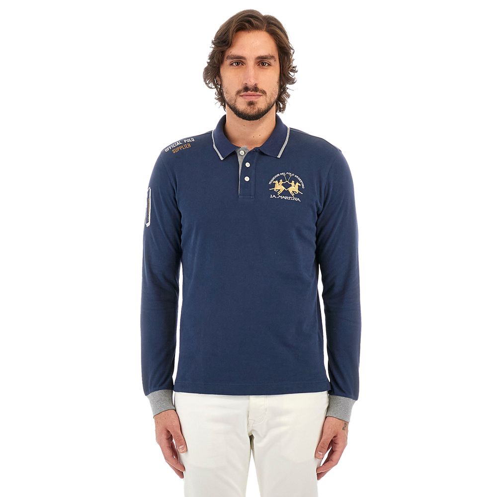 Blue Cotton Polo Shirt