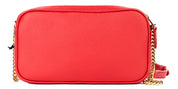 Small Red Pebbled Leather Elongated Camera Crossbody Bag Purse