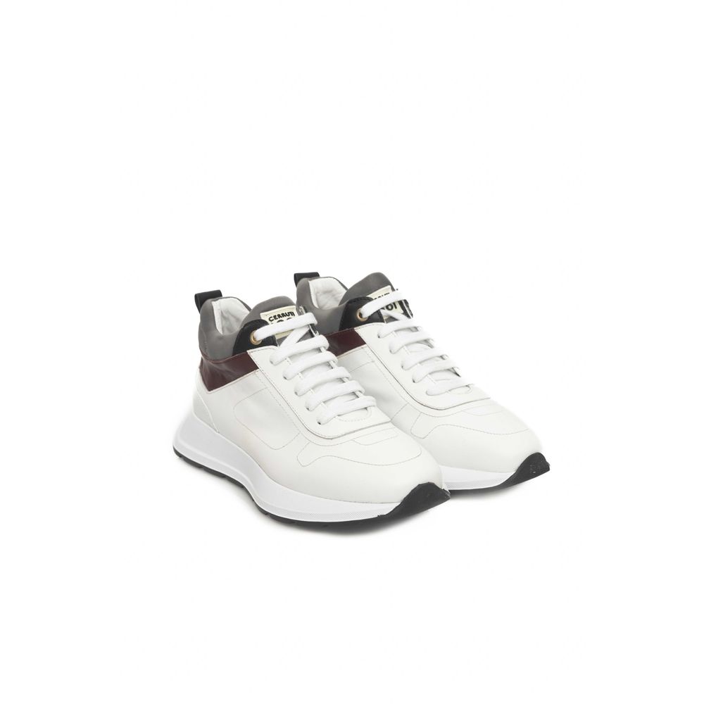 White Leather Women Platform Sneaker