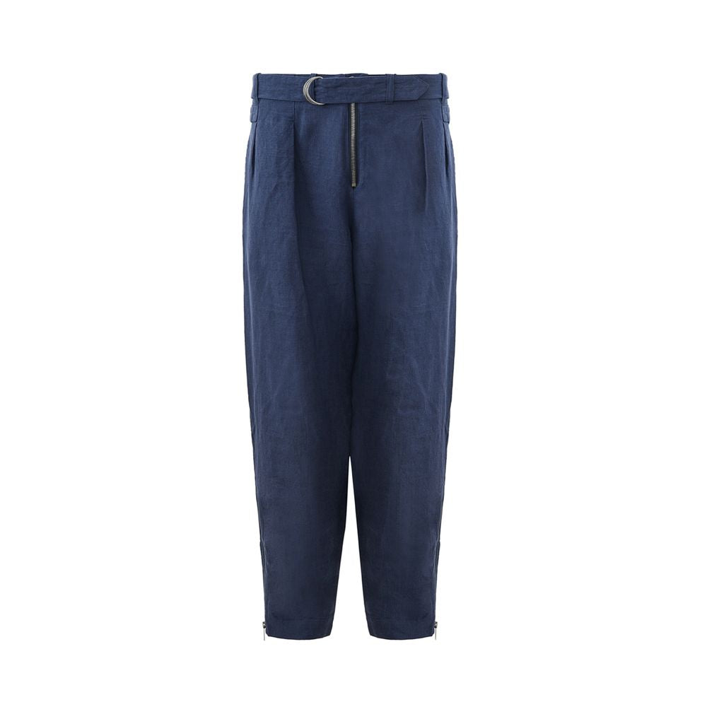 Elegant Linen Blue Trousers for Men