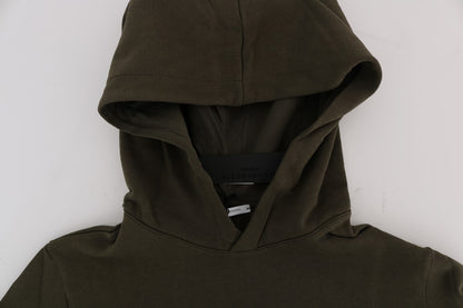 Elegant Green Cotton Hooded Sweater