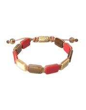 CZ Tiger Eye Red Coral 925 Silver Men Bracelet