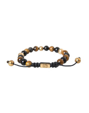 CZ Ball Tiger Eye Stone Copper Beaded Men Bracelet