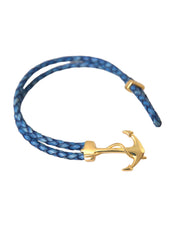 Blue Gold Anchor 925 Silver Charm Bracelet Mens