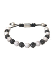 CZ Crystal Ball Black White Beaded Bracelet