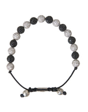 CZ Crystal Ball Black White Beaded Bracelet