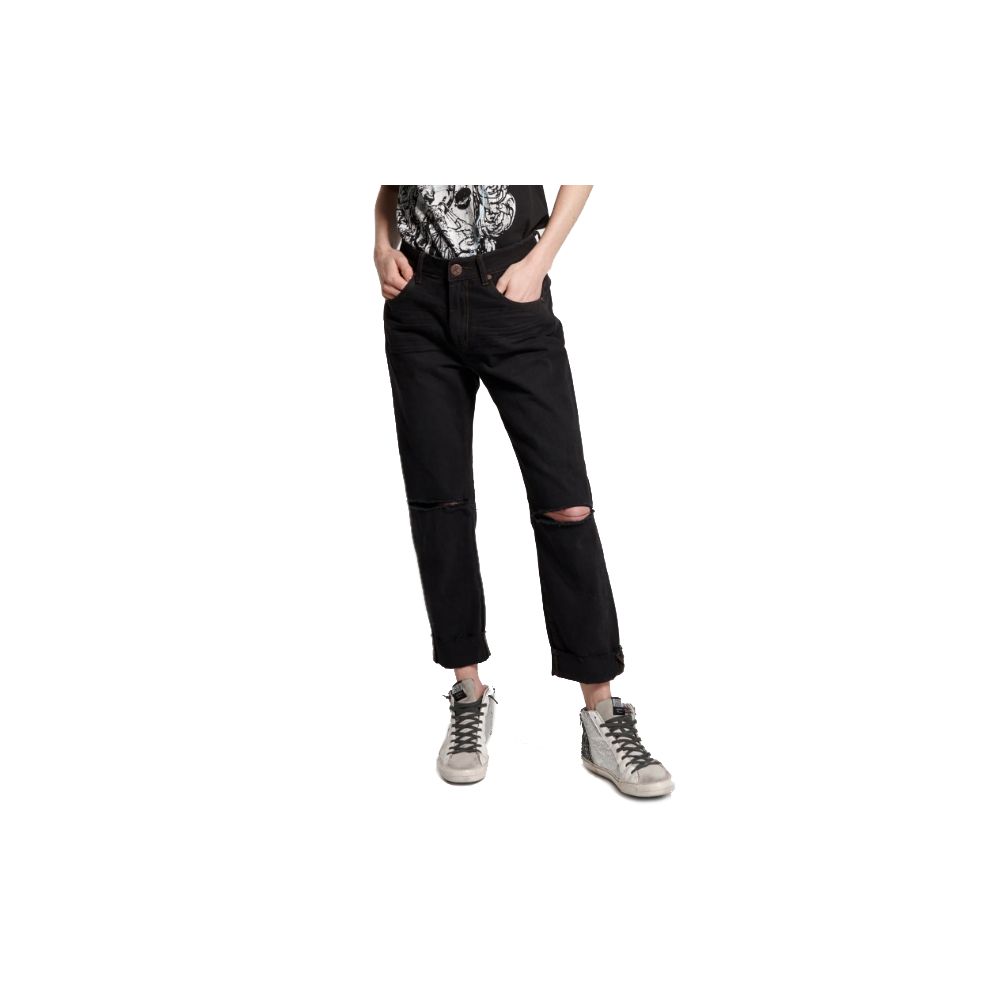 Black Cotton Jeans & Pant