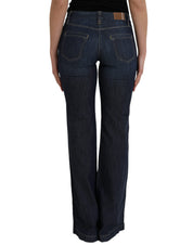 Dark Blue Cotton Bootcut Denim Jeans